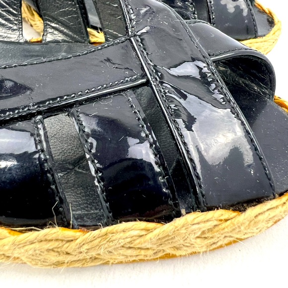 STUART WEITZMAN PATENT, TOE WEDGE, ESPADRILLES, BLACK, SIZE 9M, WOMEN’S SHOES - Picture 10 of 16